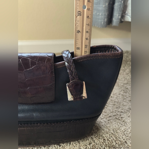 BRIGHTON Women’s VINTAGE Medium LEATHER TOTE SHOULDER Bag Silver Hardware - Picture 15 of 16